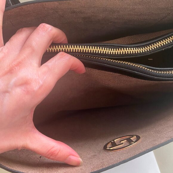 NWT France Texier Black Leather Shoulder Bag Tote with Porchette purse - Picture 7 of 10